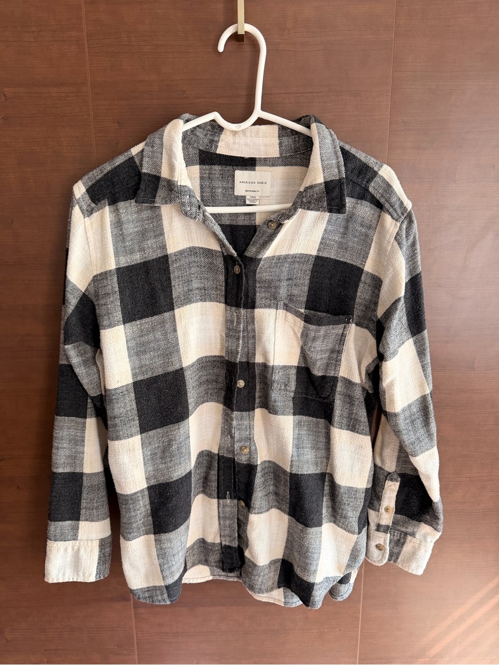 American Eagle Outfitters Black and White Check Button-Down Shirt